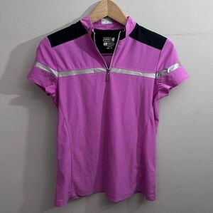 Izod Black and Magenta Cool-FX Golf Shirt